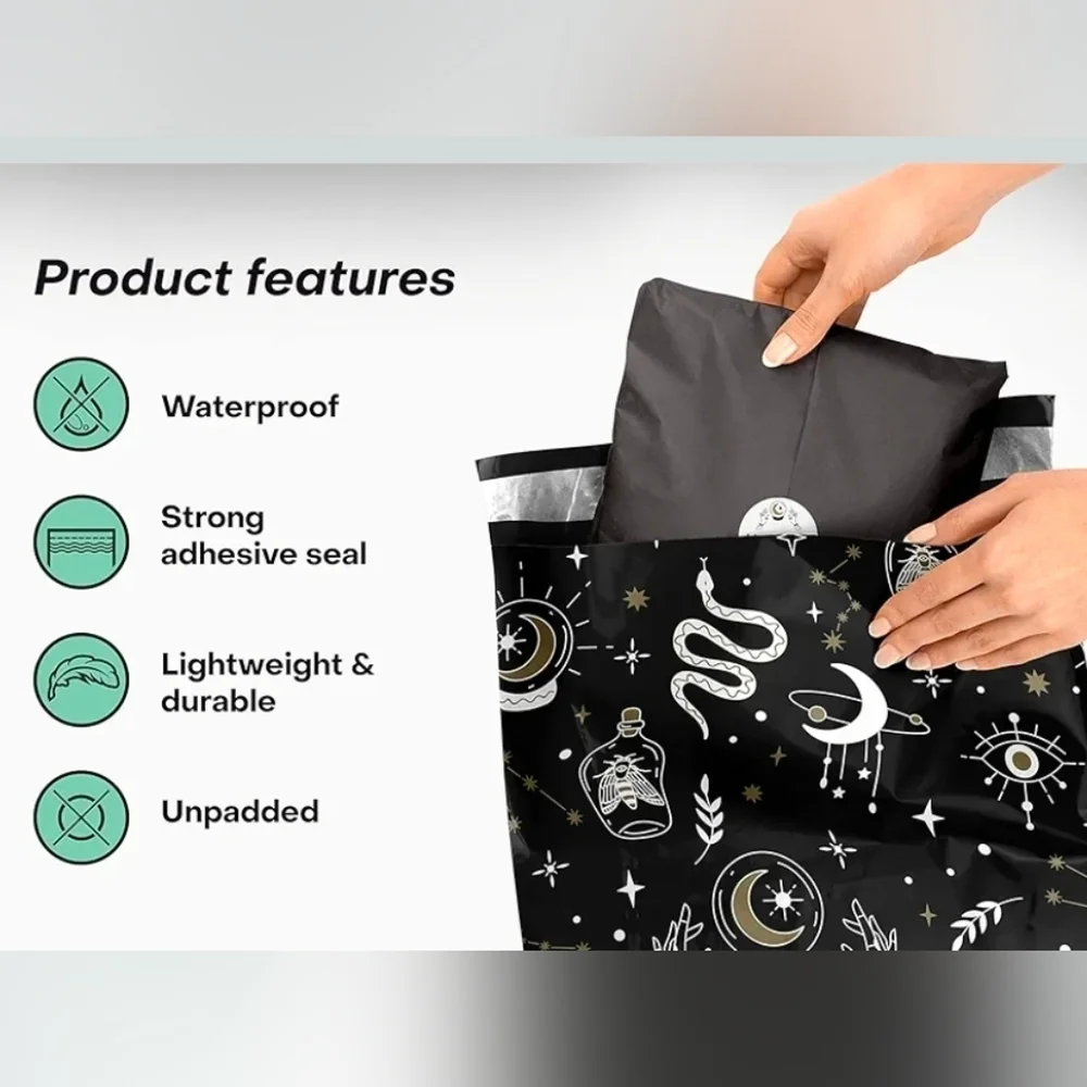 Celestial Magic Black Poly Mailers - 20 Pack